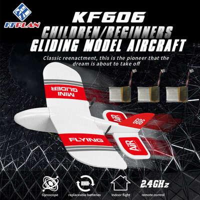 

Siaonvr KFPLAN KF606 24Ghz 2CH Mini Indoor RC Airplane Glider RTF - Three Battery