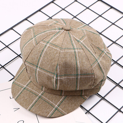 

2019 personality lattice octagonal hat lady spring&autumn sunshade hat leisure trip sunscreen beret painter hat tide