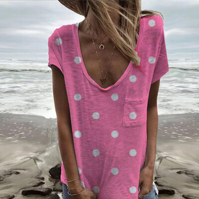 

Starmoon Women Summer Printing Pockets Short Sleeve Shirt Casual Tunic Tops Blouse
