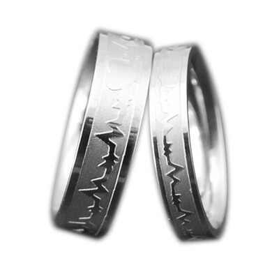 

New Fashionable Titanium Steel Love Heartbeat ECG Men Wedding Rings
