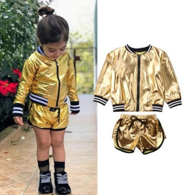 

Newborn Baby Girls Fashion Bling Bling Long Sleeve Jacket TopsShorts Pants 2Pcs Outfits