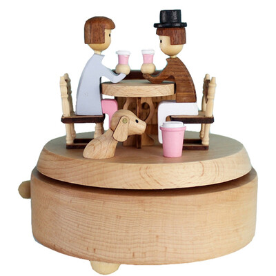 

Gobestart Handmade Love Theme Wooden Clockwork Music Box Craft Decoration