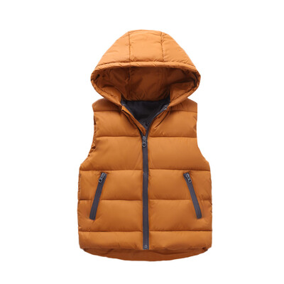 

Children Girl Boys Baby Winter Warm Coats Vest Zipper Thick Hoodie Outerwear