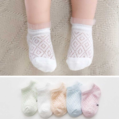 

5 Pair Baby Girls boys Anti-slip Cotton Lace Socks Set Mesh Breathable Thin Cotton Girls Socks