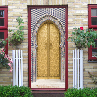 

〖Follure〗3D Muslim Creative Door Stickers Bedroom Doors Renovation Waterproof Stickers