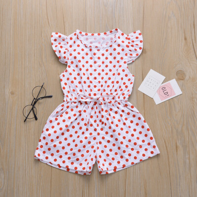 

Toddler Baby Kids Girls Sleeveless Dot Print Ribbons Romper Jumpsuit Clothes