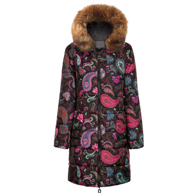 

Toponeto Womens Winter Print Long Down Cotton Ladies Hooded Coat Quilted Jacket Outwear