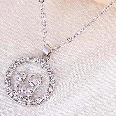 

Crystal Mom LOVE Heart Pendant Necklace Jewelry Mothers Day Gift Luxury Chic