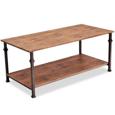 

2 Tier Living Room Accent End Coffee Table with Storage Shelf