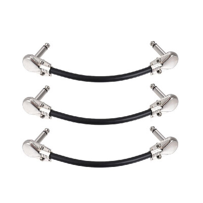 

ammoon 30cm 12in Guitar Effect Pedal Instrument Patch Cable 14" Silver Right-angle Plug Black PVC Jacket 6-Pack