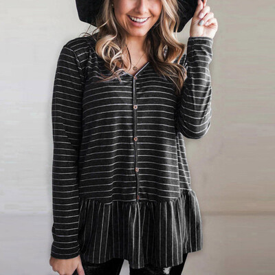 

Nomeni Fashion Womens Casual Long Sleeve V Neck Sweatshirt Striped Blouse Pullove