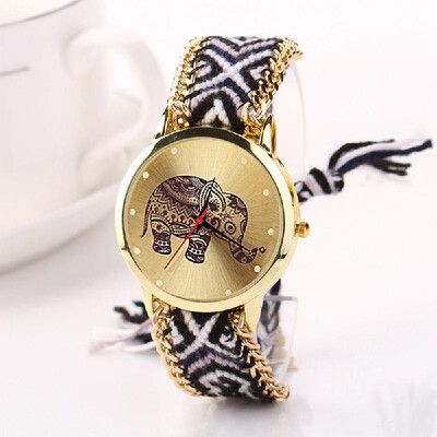 

Automatic Mechanical Ethnic-style Man Woman Quartz Knit Elephant Watch Plush Band
