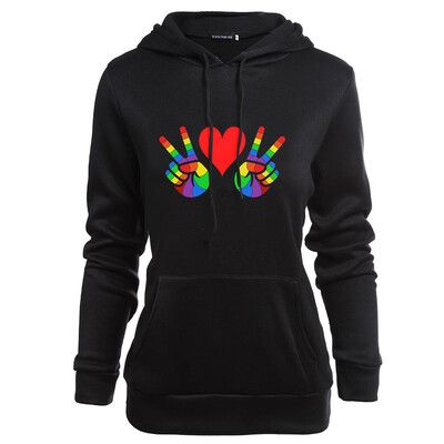 

Hoodie Heart And Palm Printed Gay Pride Hooded Sweatshirt Lesbian Long Sleeve Hoodie