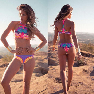 

Women Summer Sexy Push Up Padded Bra Pattern Bikini Set Beach Swimwear Swimsuit