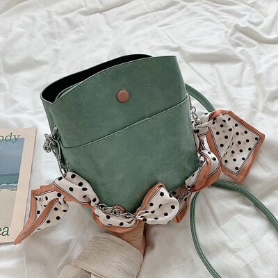 

Advanced sense of foreign style womens bag ins Korean scarf bag new 2019 Joker bucket bag shoulder Messenger bag