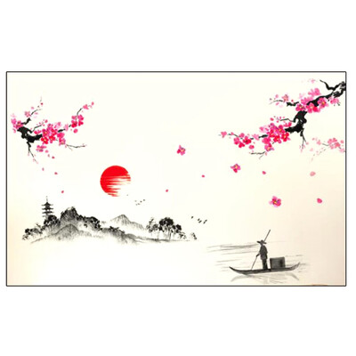 

Chinese Style Wall Sticker90cm60cm Charm Chinese Style Sakura Japanese Pink Cherry Blossom Tree Decor Wall Sticker
