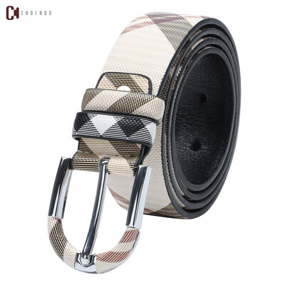 

Leather mens leather pin buckle British oblique plaid leather casual business gifts men&women wild youth belt men