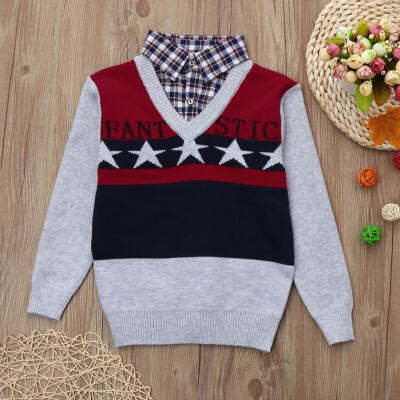 

Toddler Baby Boys Warm Knitted Print Coat Sweater Tops Outfits Clothes