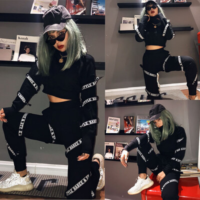 

Tailored Women Casual Webbing Long Sleeve High Neck T-Shirt Long Pants Street Sports Set