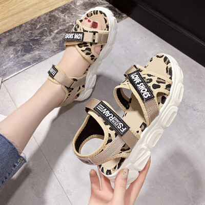 

Sports Sandals Women Korean ins Tide Leopard Pine Cake Thick Bottom Leisure hook&loop Shoes in Summer