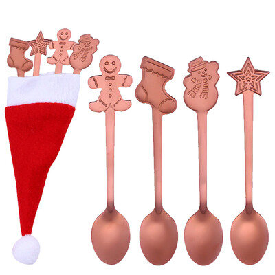 

Toponeto 4PCS Christmas Colorful Spoon Handle Spoons Flatware Ice Cream Drinking Tools BK