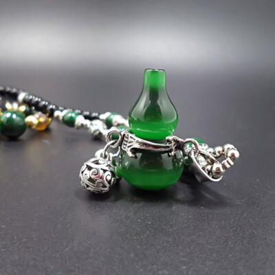 

Womens Fashion Jewellery Green Jade Bead Silver Pendant Charms Necklace