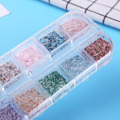 

12 Grid Nail Glitter Sequins Marble 3D Flakes Gel Polish Nail Art Decor