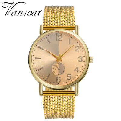 

Vansvar Wrist Watches Fashion Brand Golden Women s Watches Quartz Luxury Femeal Clock Watch Reloj Mujer 533