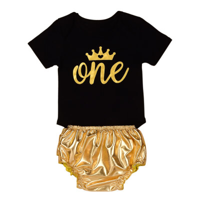 

Infant Baby Girls 2 Pcs Outfit Cute Short Sleeve Romper&JumpsuitPP Shorts Party Casual Set