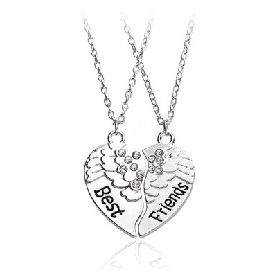 

1Set Women Lady Girls Friendship Heart Letter "BEST FRIEND" Silver Pendant Necklace Chain Best Gift