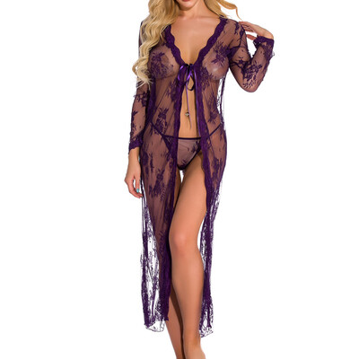 

Gobestart Women Lingerie One-piece Garment Lace Mesh Underwear V Neck Sleepwear Chemise