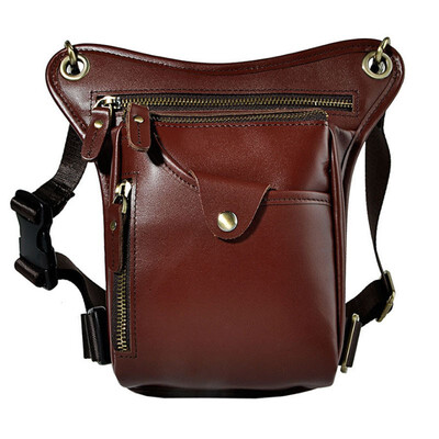 

Men Crazy HorseOil Wax Leather Drop Leg Bag Vintage Motorcycle Travel Cowhide Shoulder Waist Belt Bum Fanny Pack