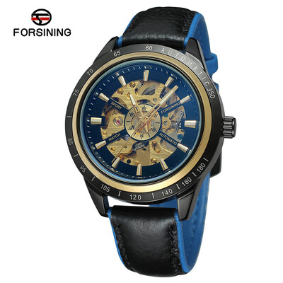 

Gobestart Motorcycle Design Transparent Red Black Belt Waterproof Mens Automatic Watch