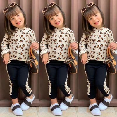 

UK Toddler Kids Baby Girls Leopard Tops Pants Leggings Outfits Clothes Tracksuit