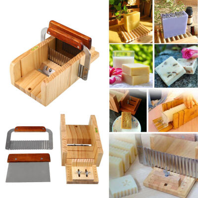 

Pine Wood Soap Making Cutter Mold Slicer Crafting Tool with Straight Wavy Blade