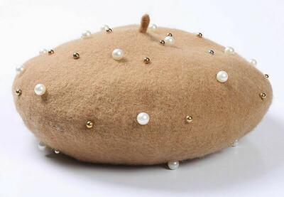 

Fashion French Beret Winter Warm Pearl Wool Hat Women Sweet Beanie Ski Caps