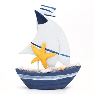 

Mediterranean Style Tin Small Sailboat Resin Crafts Ornaments Home Decor