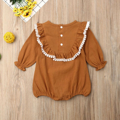 

Newborn Infant Baby GIrls Long Sleeve Frill Solid Romper Bodysuit Clothes