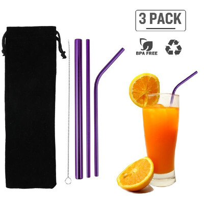 

3Pcs Stainless Steel Straws Reusable Straws Set Matte Drinking Straws FDA-Approved BPA Free for All Sizes Tumblers Cold Beverage C