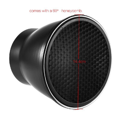 

96mm Reflector Diffuser Lamp Shade Dish with 60° Honeycomb Grid for Godox Neewer Andoer 180W 250W Studio Strobe Flash Light Speedl