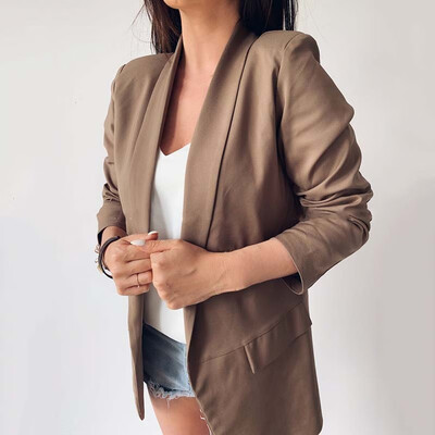 

Womens Business Long Sleeve Open Front Outwear Office Formal Casual Tops Coat