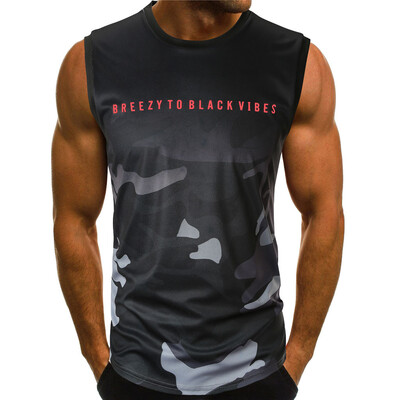 

Toponeto Mens Casual Slim Letter Printed Sleeveless Tank Top T Shirt Top Blouse