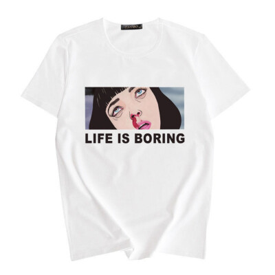 

harajuku Vogue Casual Funny Womens T-shirt short sleeve cigarette print Slim Korean Style Oversized white Tees couple clothes