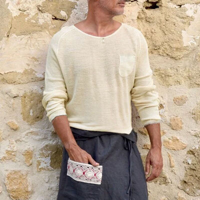 

Men Casual Long Sleeve Jumper Loose Knit Crew Neck Sweater Shirt Top Pullover