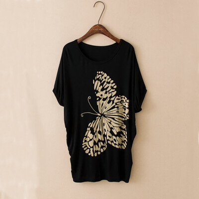 

High Quality 10 Kinds Of 2 Color Modal Casual Letters Animal Print Round Neck Bat Shirt Female T-shirt Blouse 3