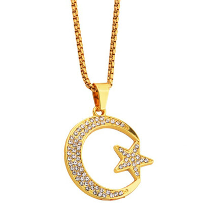 

Fashion Middle East Islamic Religious Moon Star Muslim Necklace Allah Pendant Women Arab Jewelry Accessories