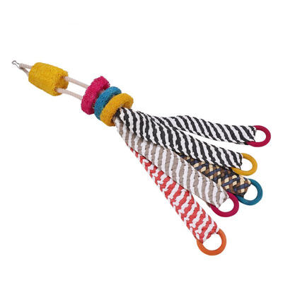 

Greensen Bird Playing Toys Hanging Wooden Woven Strap Parrot Chewing Toy Accessory Random Color