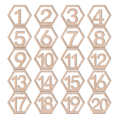 

20PCSSet 1-20 Wooden Tables Numbers Wedding Seat Cards Birthday Party Figure Card Digital Seat Decoration
