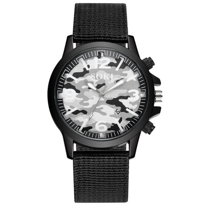 

〖Follure〗SOKI Popular Outdoor Sports Camouflage Nylon Woven Strap Calendar Watch Male