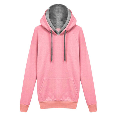 

Starmoon Women Solid Casual Long Sleeve Color Block Tops Hooded Sweatshirt Blouse